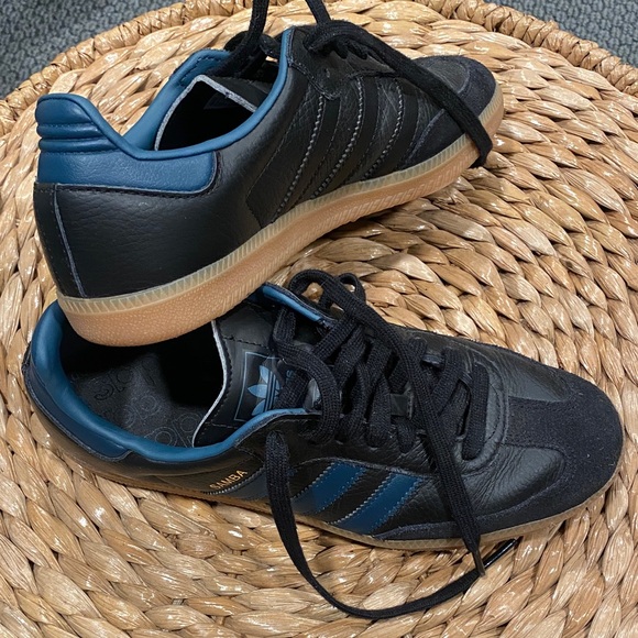 Adidas Black and Blue Samba Sneakers - Picture 1 of 4